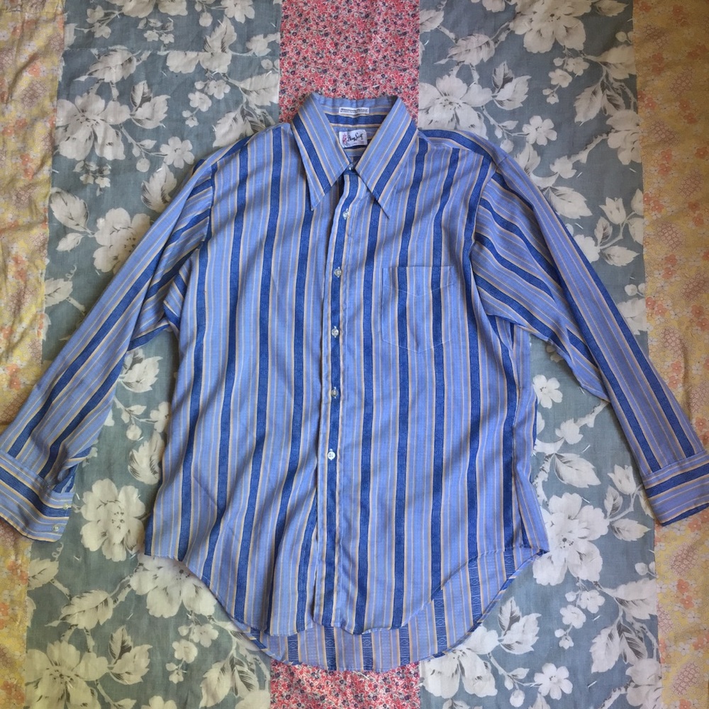 Vintage 60s Doug Scott Striped Button Front Shirt